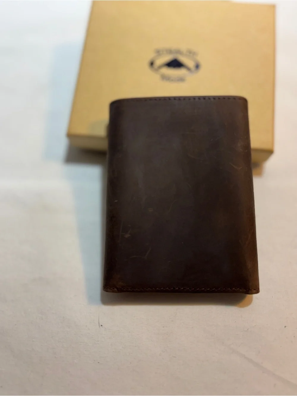 Stealth Mode Brown Leather Trifold Wallet NIB